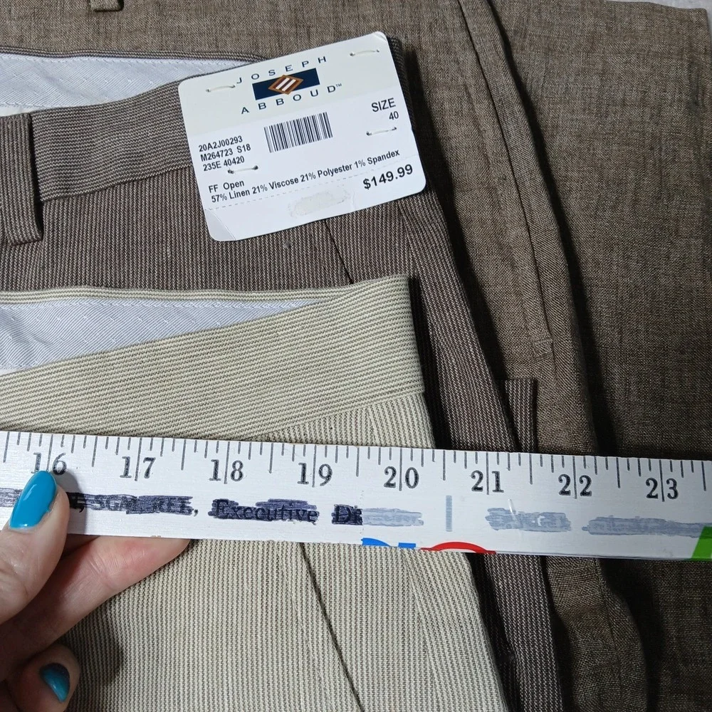 3 NWT Joseph Abboud Nova Fides Dress Pants Size 40 Viscose Poly Tan/Brown
